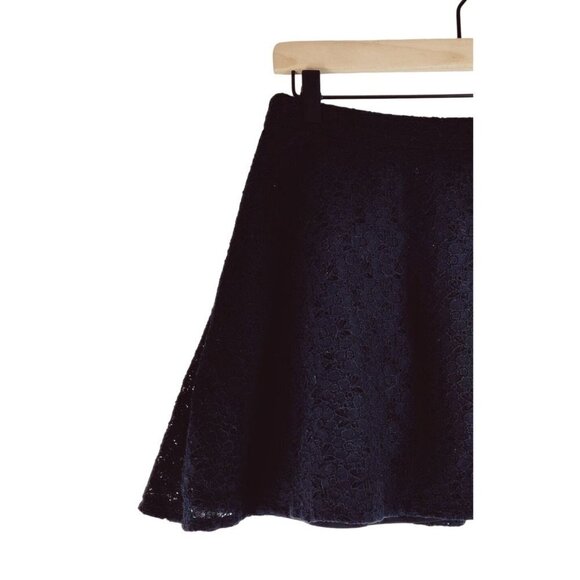 L'Amour Black Skater Mini Skirt Floral Eyelet Lace Shell Sexy Size L All Seasons - Picture 4 of 7